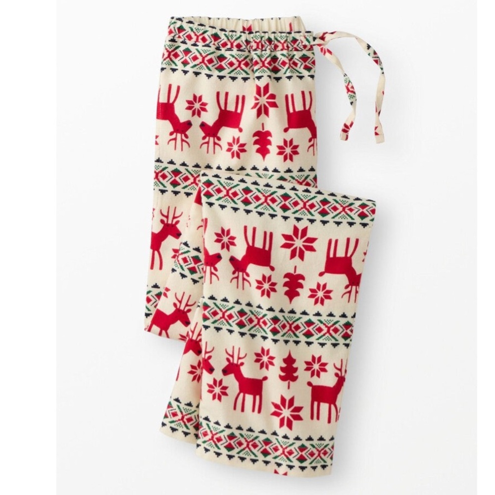 Hanna Andersson Adult Holiday Flannel Pajama Pants Dear Deer Print Unisex Medium